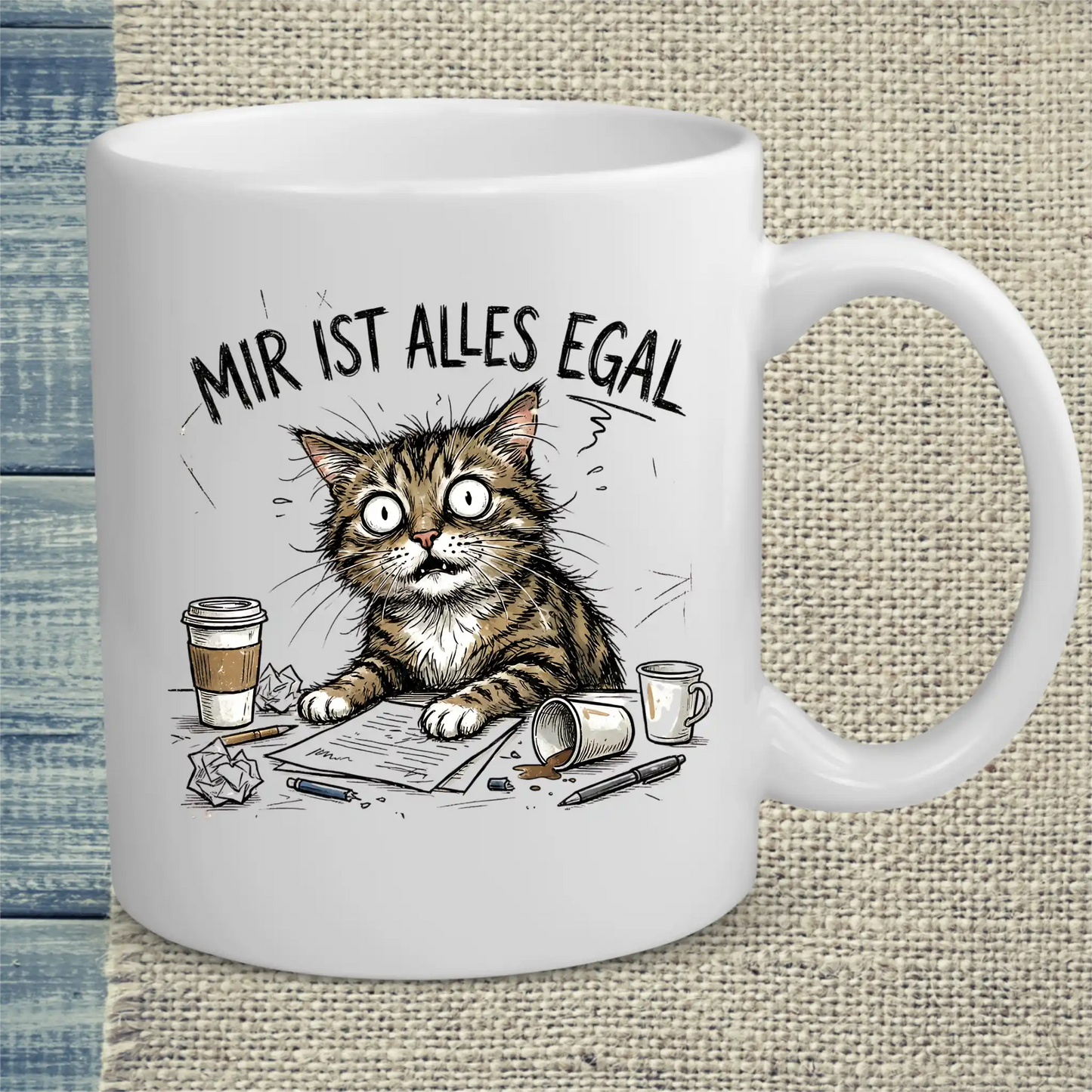 Tasse 325ml - Mir ist alles egal - Katze