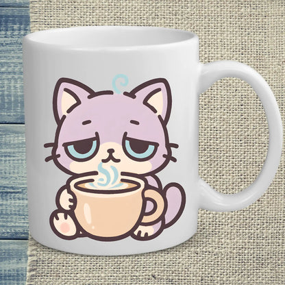 Tasse 325ml - Müde Katze mit Kaffee - Katze & Kaffee