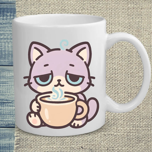 Tasse 325ml - Müde Katze mit Kaffee - Katze & Kaffee