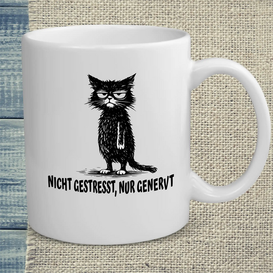 Tasse 325ml - Nicht gestresst, nur genervt - Katze