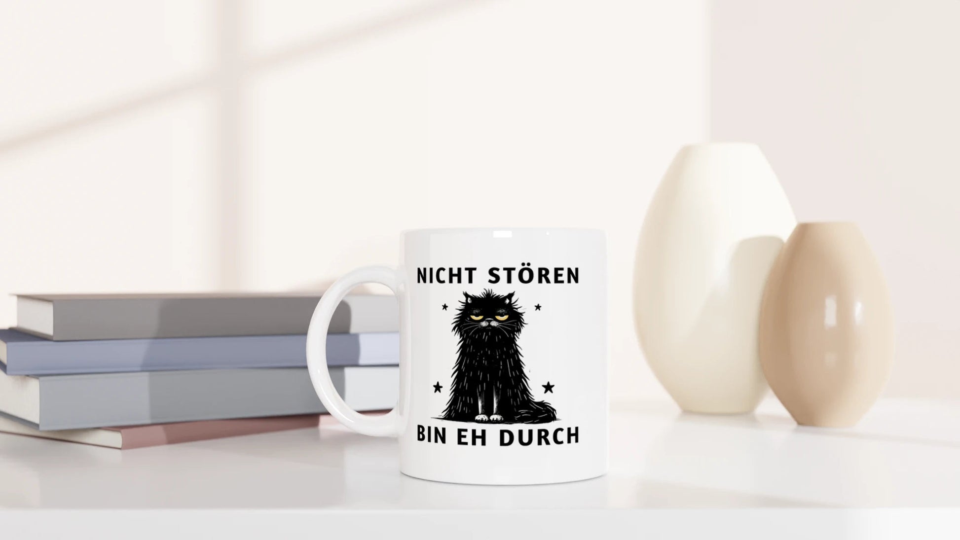 Tasse 325ml - Nicht stören - Bin eh durch - Katze
