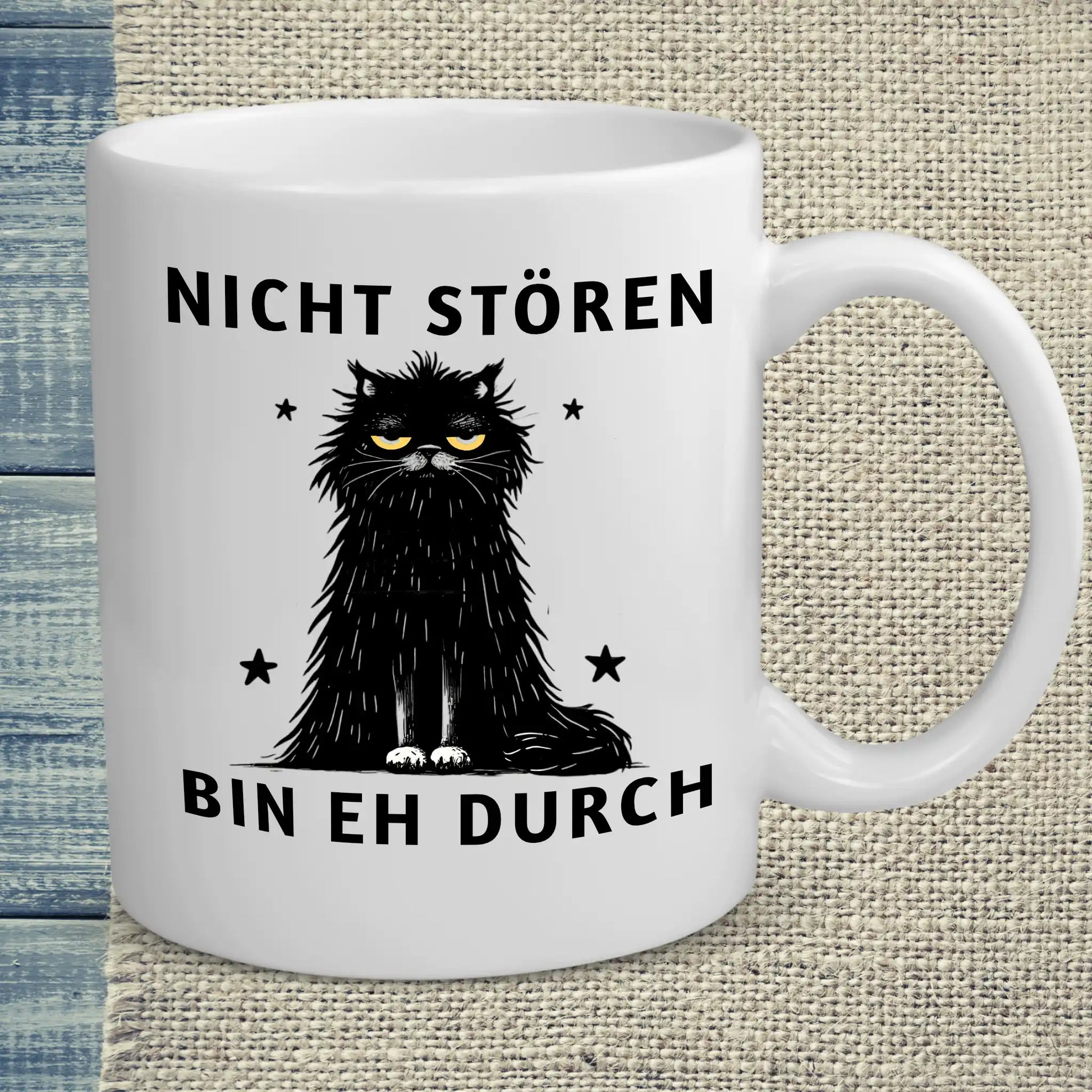 Tasse 325ml - Nicht stören - Bin eh durch - Katze