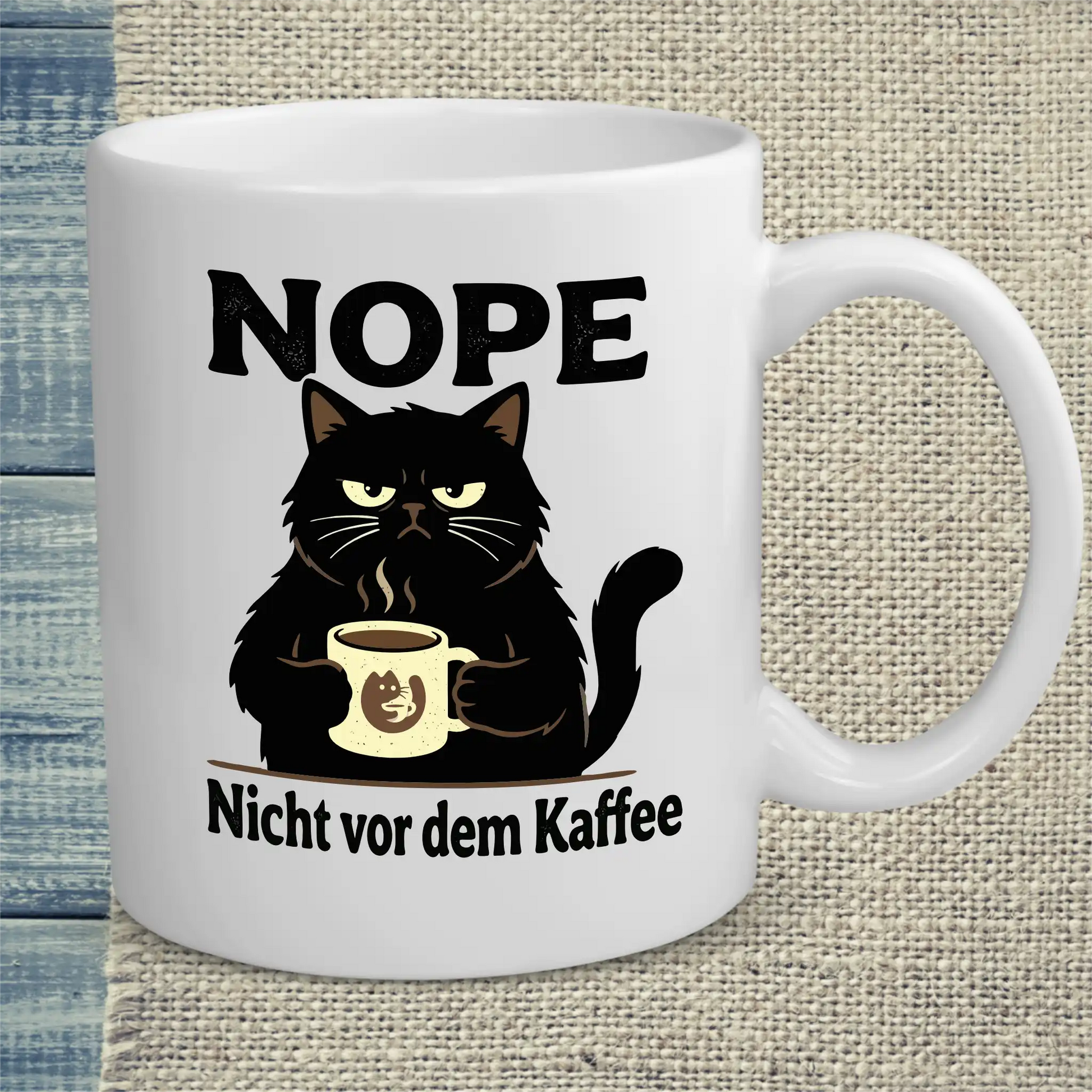 Tasse 325ml - NOPE - Nicht vor dem Kaffee - Katze & Kaffee