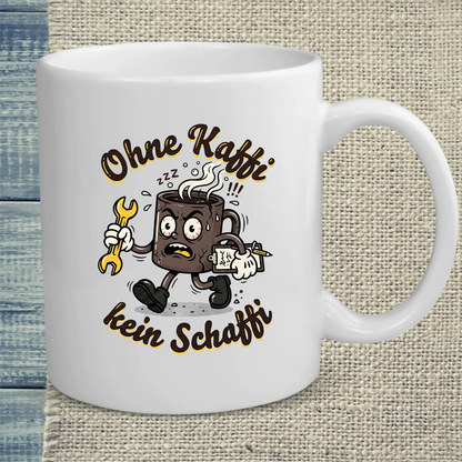 Tasse 325ml - Ohne Kaffi, kein Schaffi - Katze, Sommer