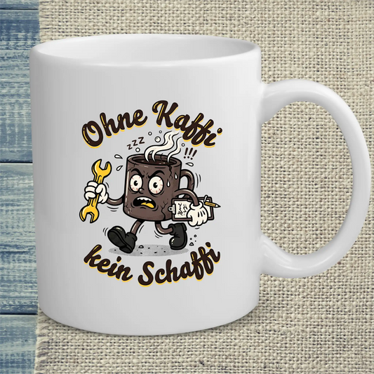 Tasse 325ml - Ohne Kaffi, kein Schaffi - Katze, Sommer