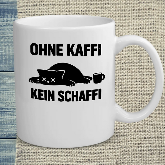 Tasse 325ml - Ohne Kaffi kein Schaffi - Katze & Kaffee