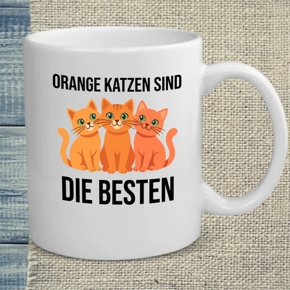 Tasse 325ml - Orange Katzen sind die besten - Katze, Orange