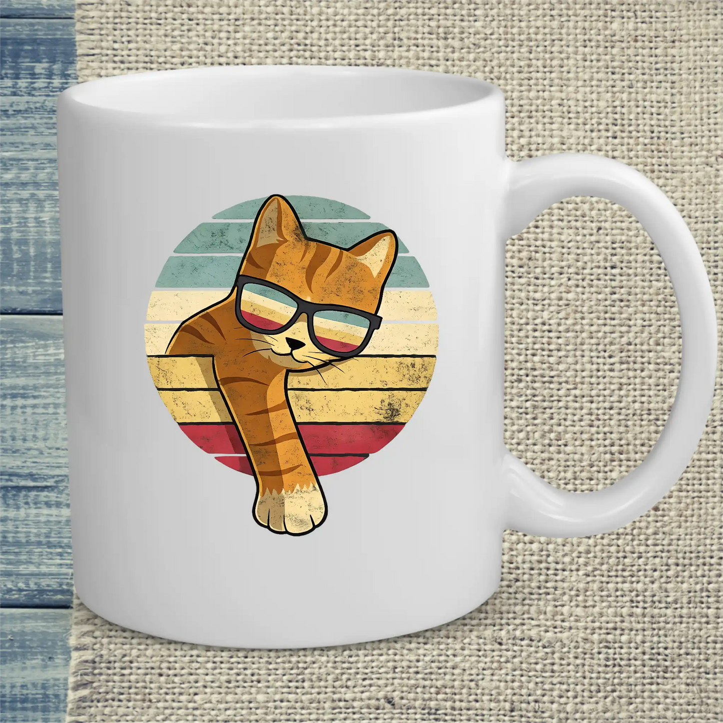 Tasse 325ml - Orange Vintage - Katze, Orange