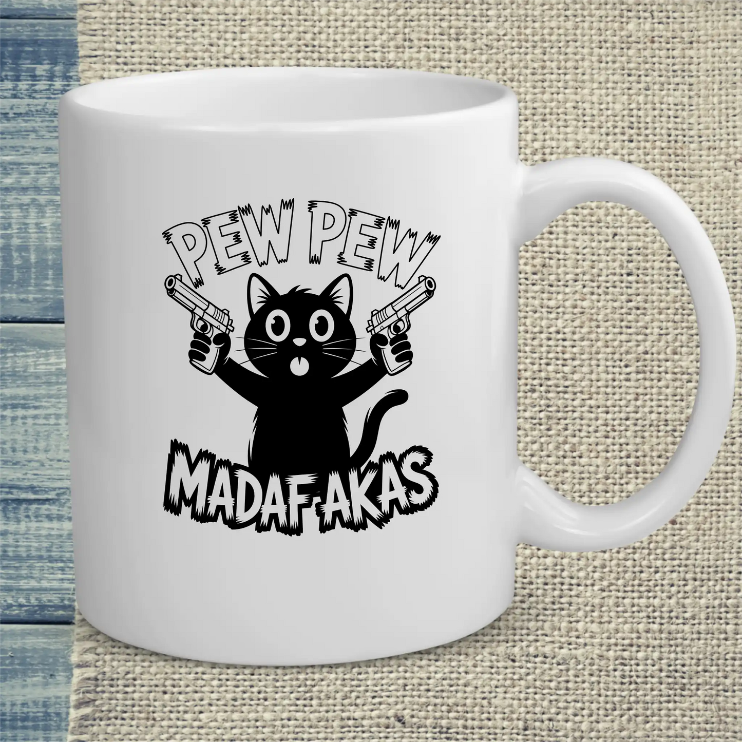 Tasse 325ml - Pew Pew Madafakas Black - Katze, Cat Guy