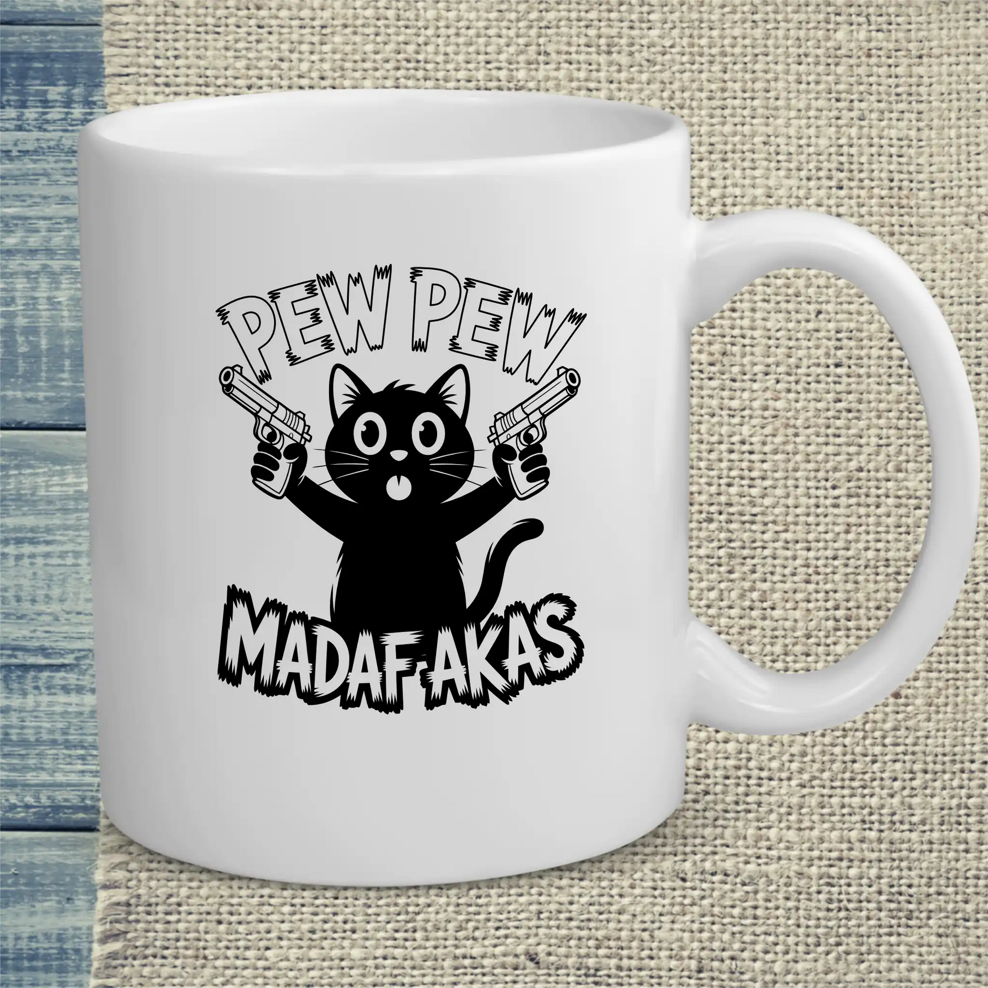 Tasse 325ml - Pew Pew Madafakas Black - Katze, Cat Guy