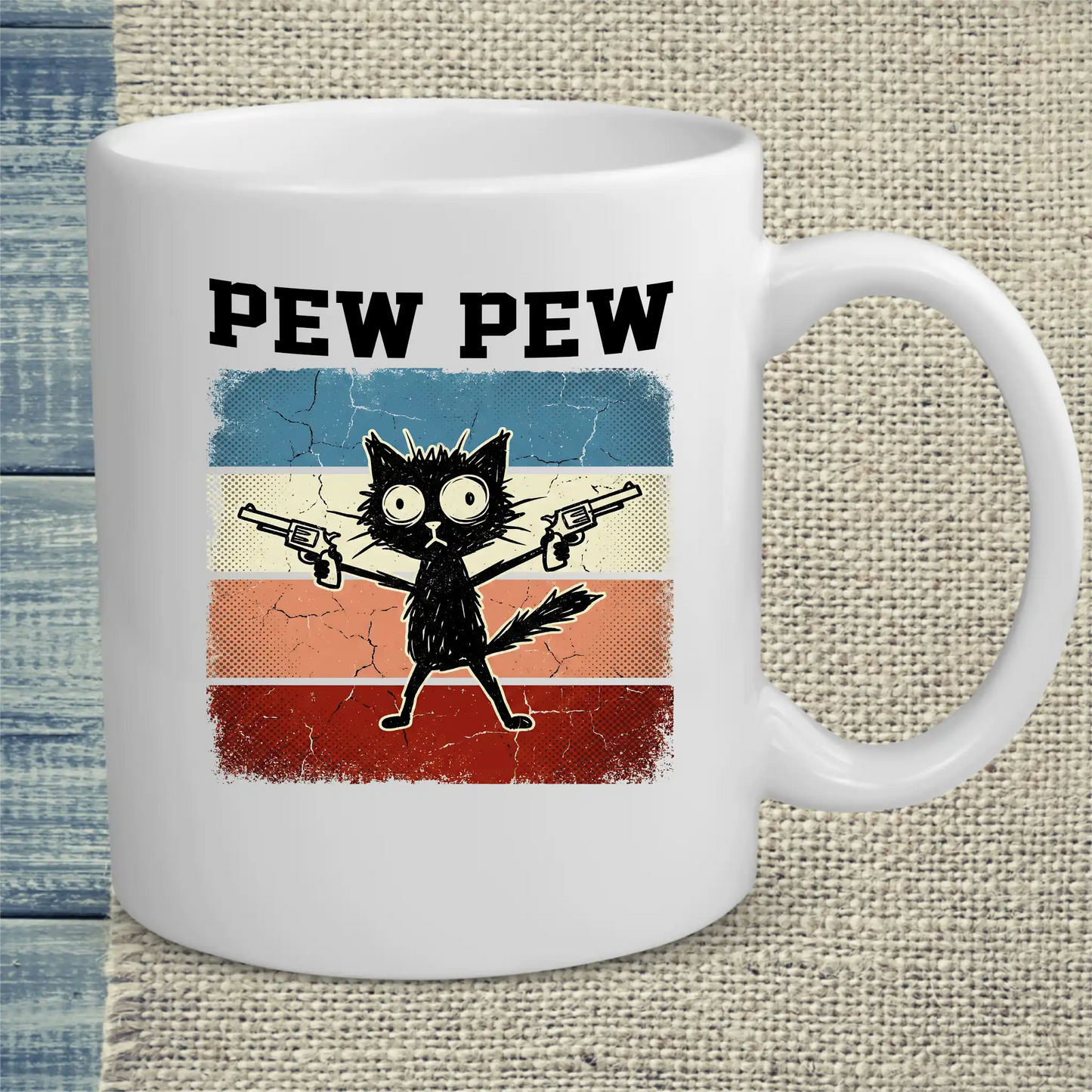 Tasse 325ml - Pew Pew - Katze, Cat Guy