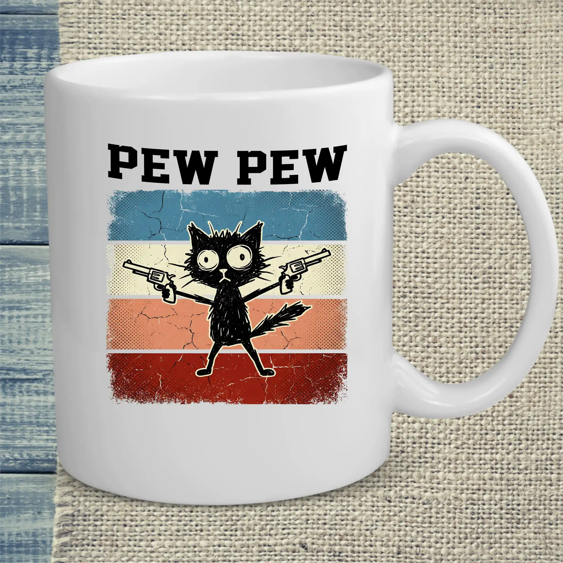 Tasse 325ml - Pew Pew - Katze, Cat Guy