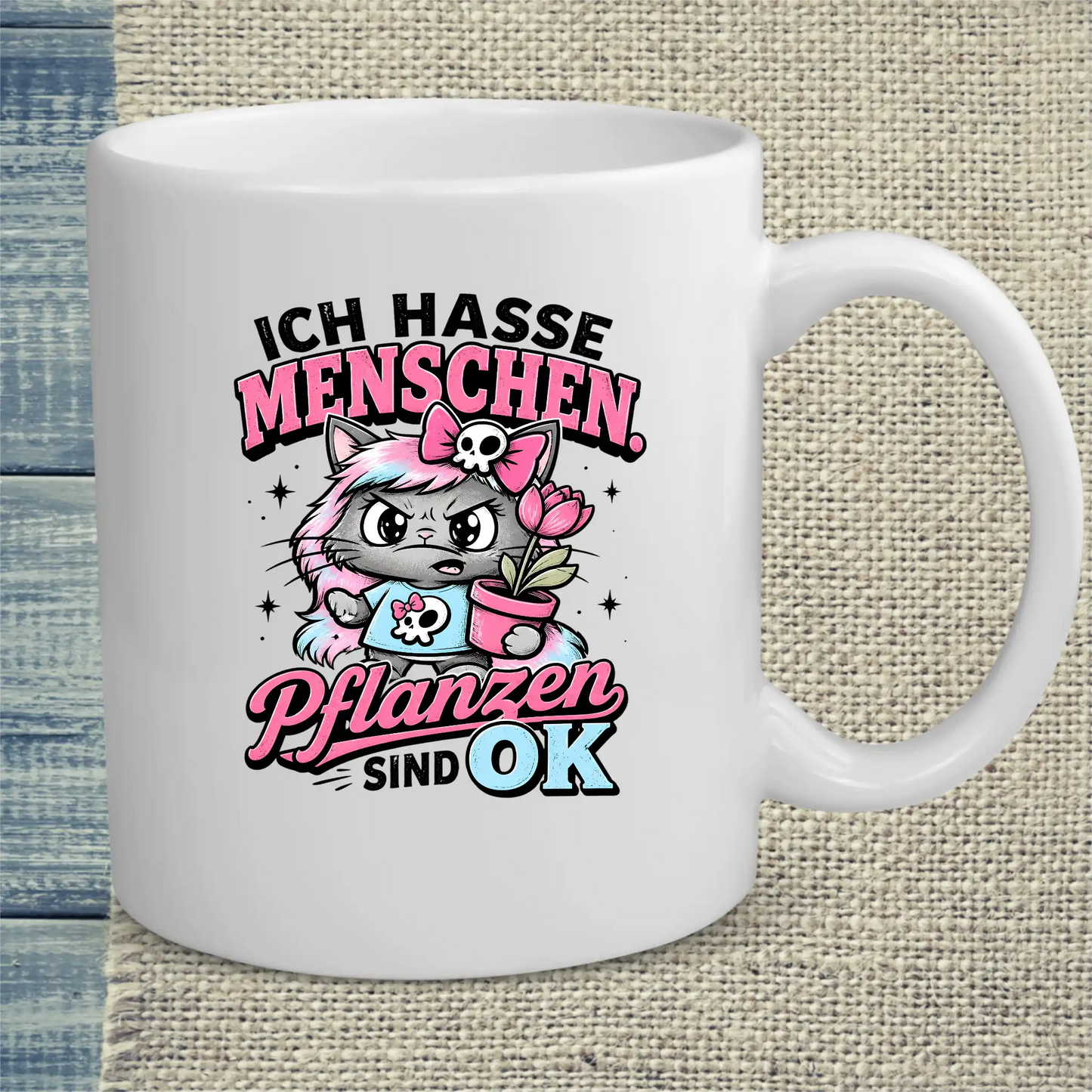 Tasse 325ml - Pflanzen sind OK - Katze