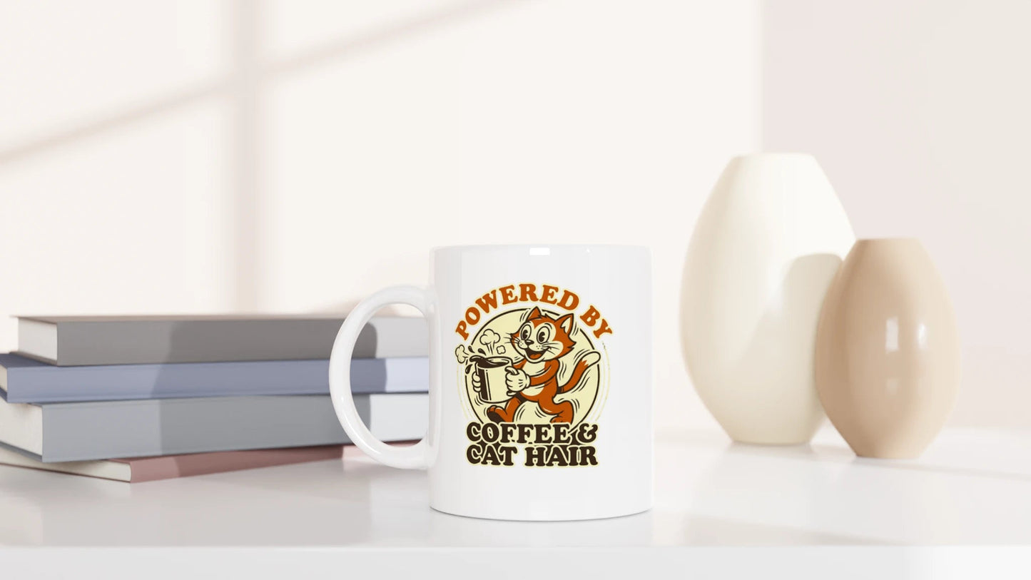 Tasse 325ml - Powered by Coffee & Cat Hair - Katze & Kaffee