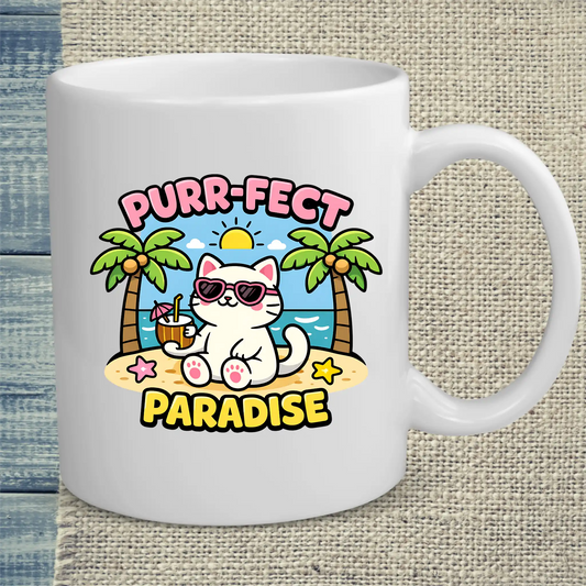 Tasse 325ml - Purr-Fect Paradise - Katze, Sommer