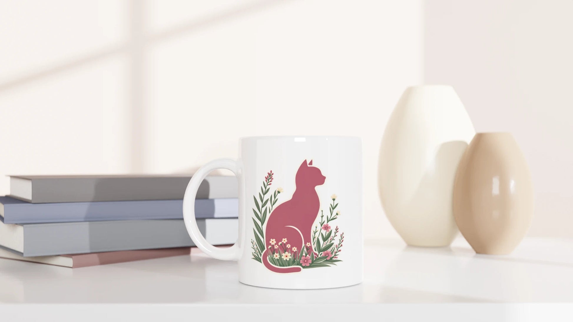 Tasse 325ml - Rosa Katze im Gras - Katze