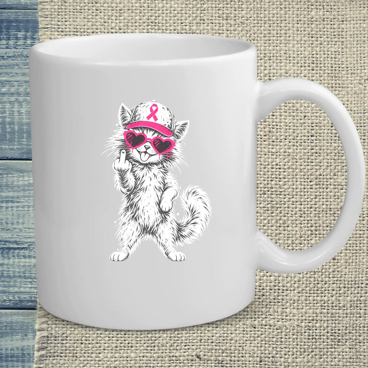 Tasse 325ml - Rosa Schleife - Katze
