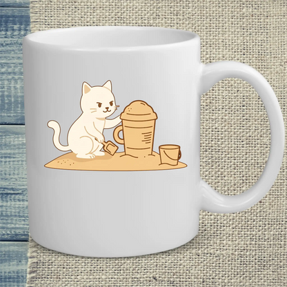 Tasse 325ml - Sandkuchen - Katze, Sommer