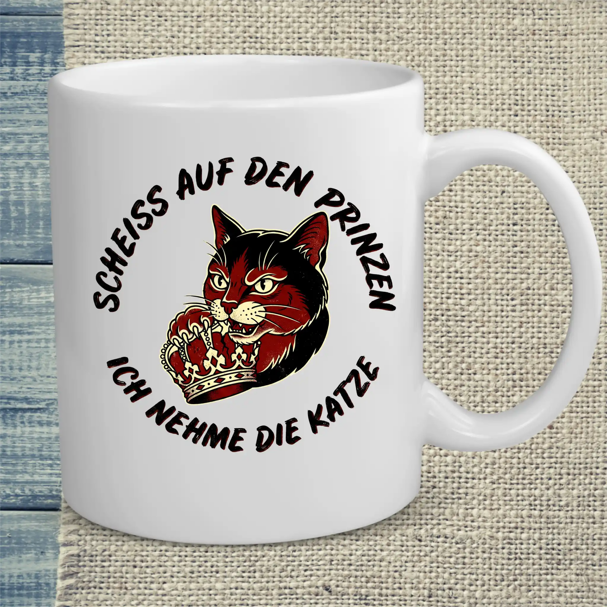 Tasse 325ml - Scheiß auf den Prinzen, ich nehme die Katze - Katze