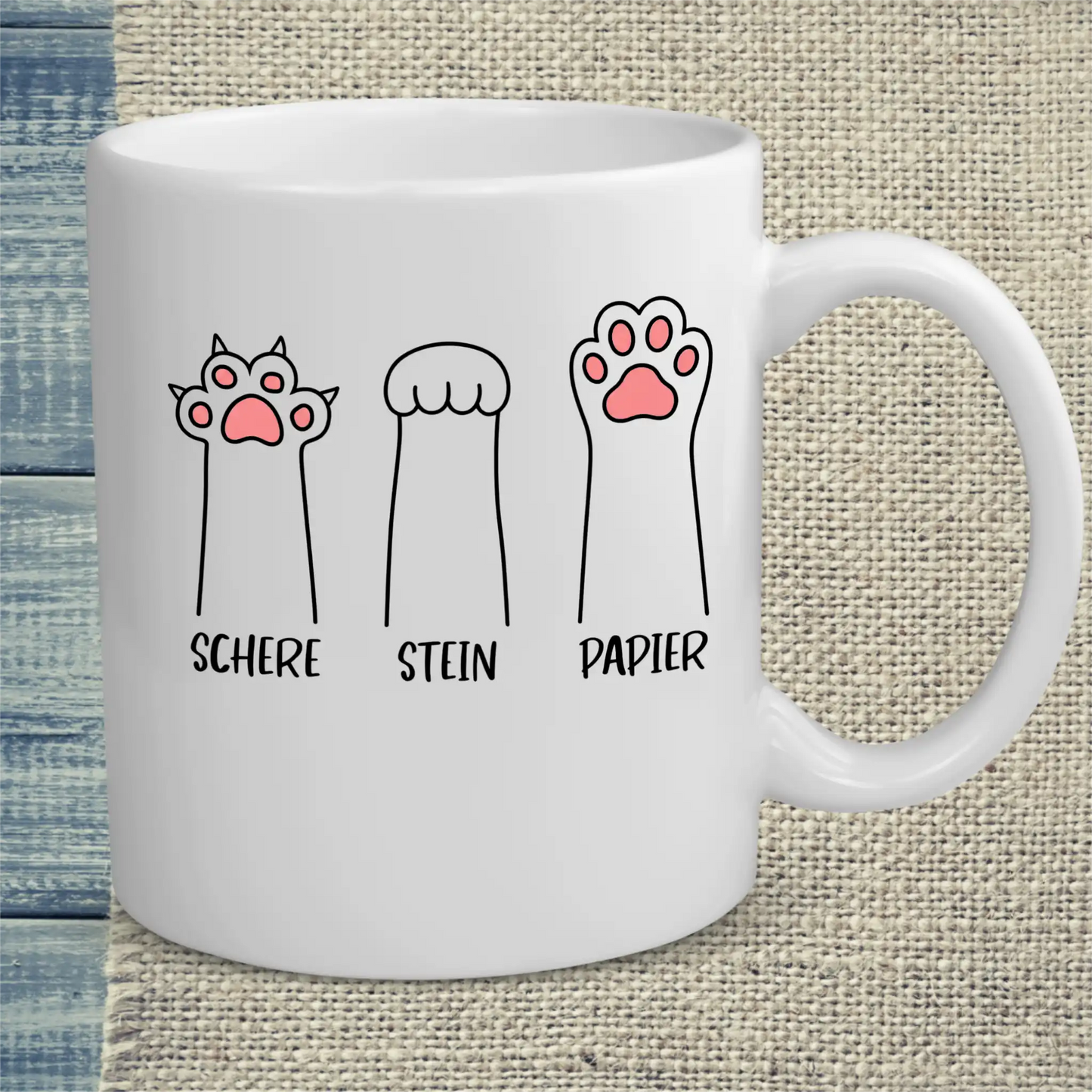 Tasse 325ml - Schere Stein Papier - Katze