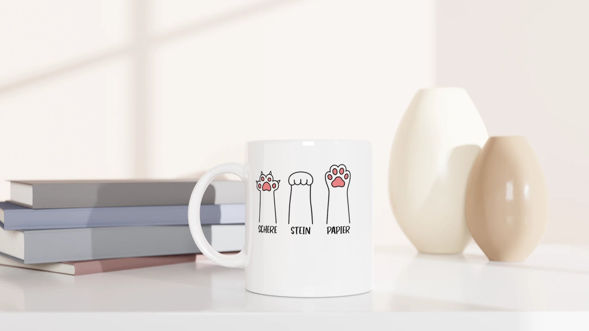 Tasse 325ml - Schere Stein Papier - Katze