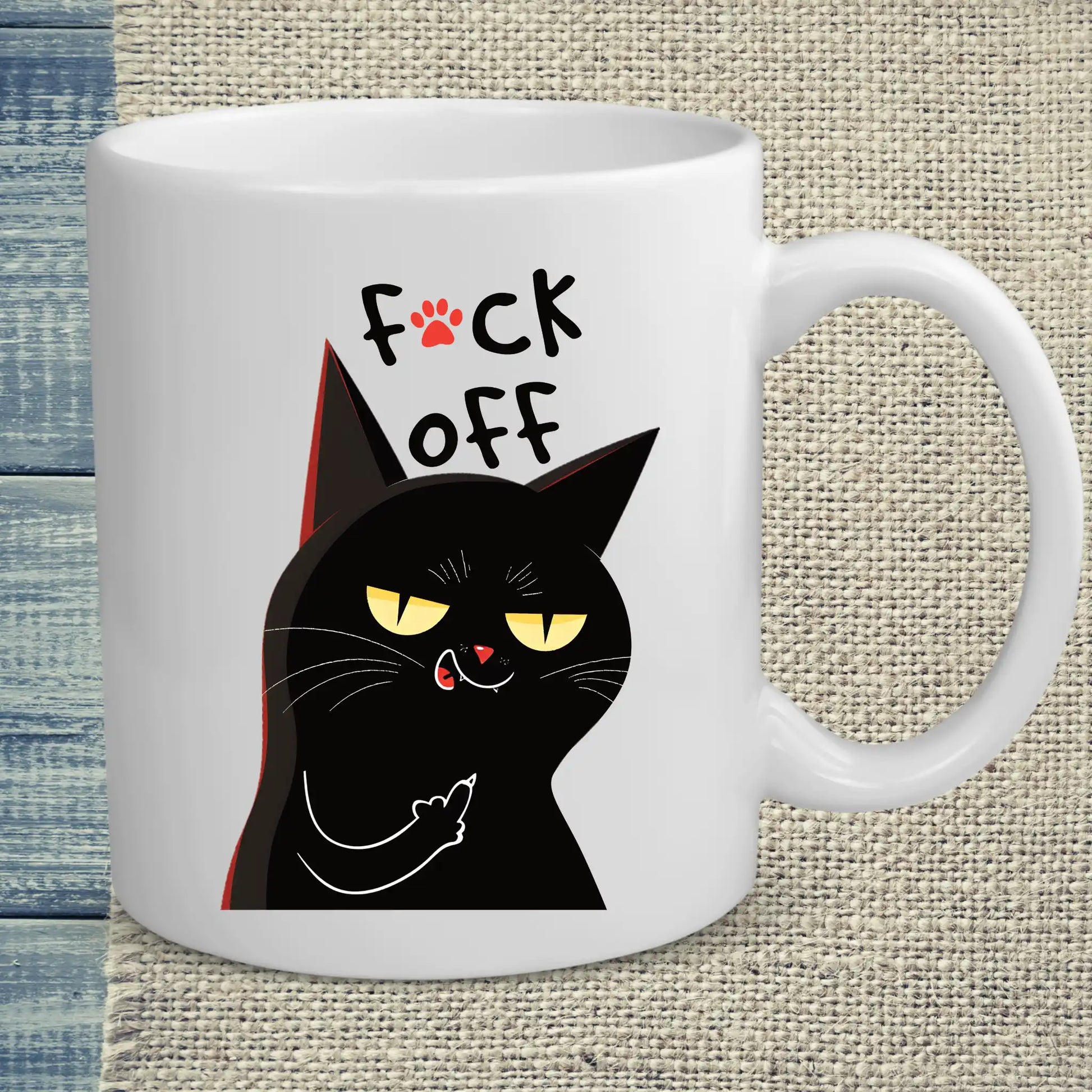 Tasse 325ml - Schwarze Katze Mittelfinger - Katze, Black Edition