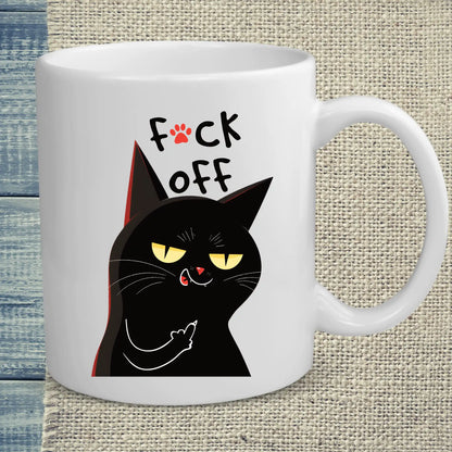 Tasse 325ml - Schwarze Katze Mittelfinger - Katze, Black Edition
