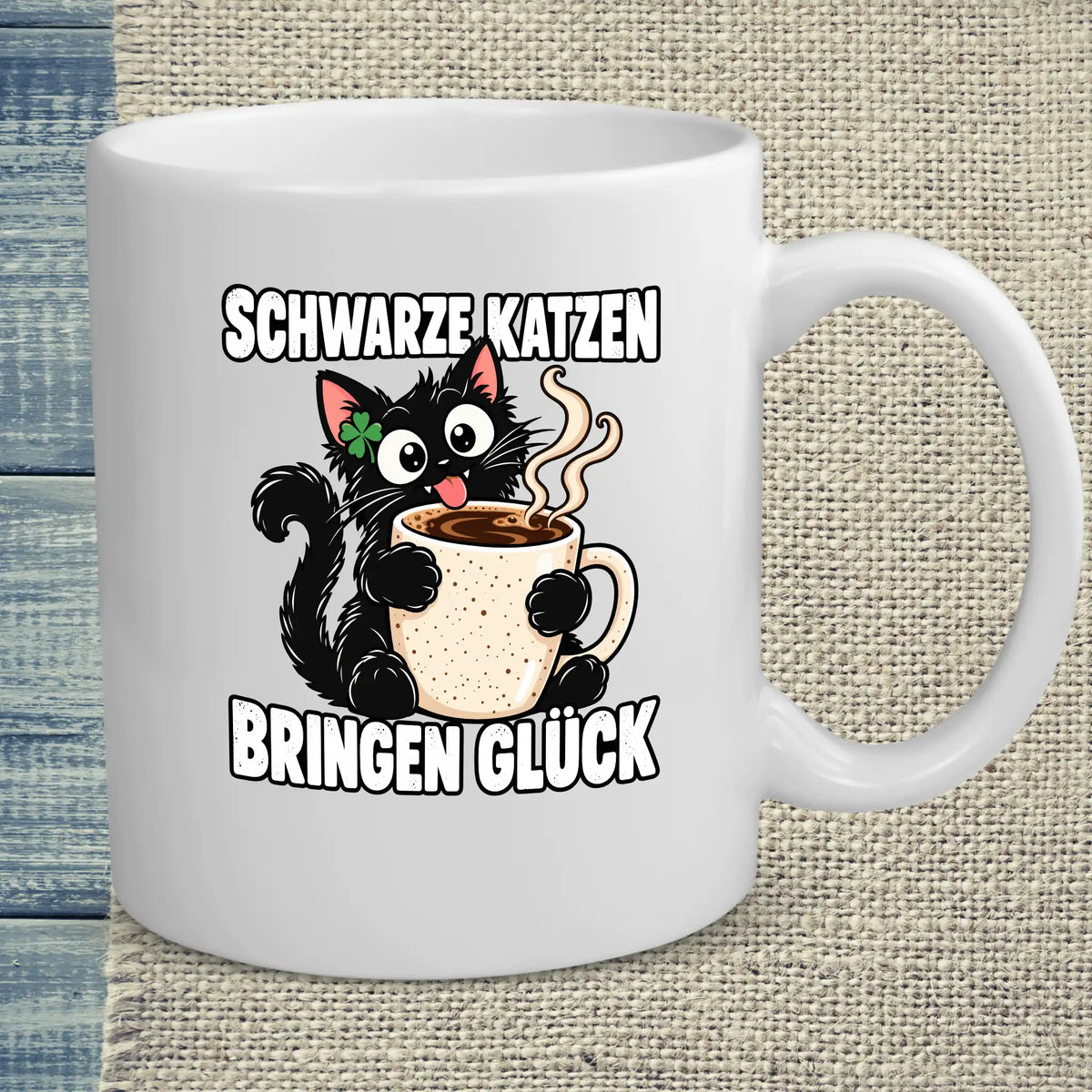 Tasse 325ml - Schwarze Katzen bringen Glück - Katze & Kaffee