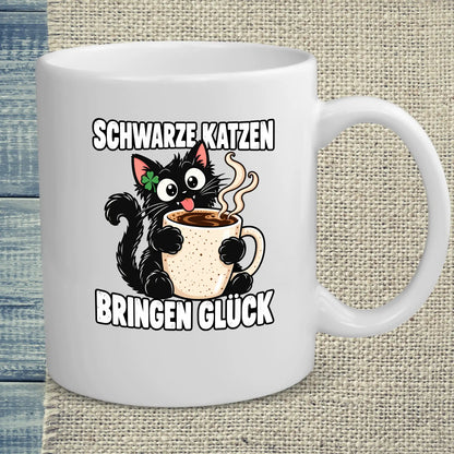 Tasse 325ml - Schwarze Katzen bringen Glück - Katze & Kaffee