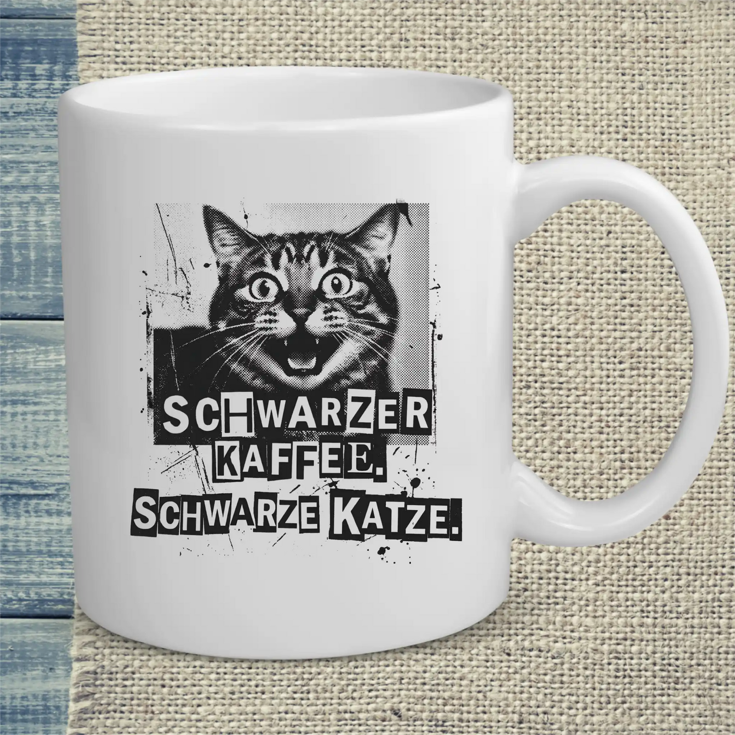 Tasse 325ml - Schwarzer Kaffee - Schwarze Katze - Katze & Kaffee