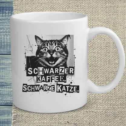 Tasse 325ml - Schwarzer Kaffee - Schwarze Katze - Katze & Kaffee