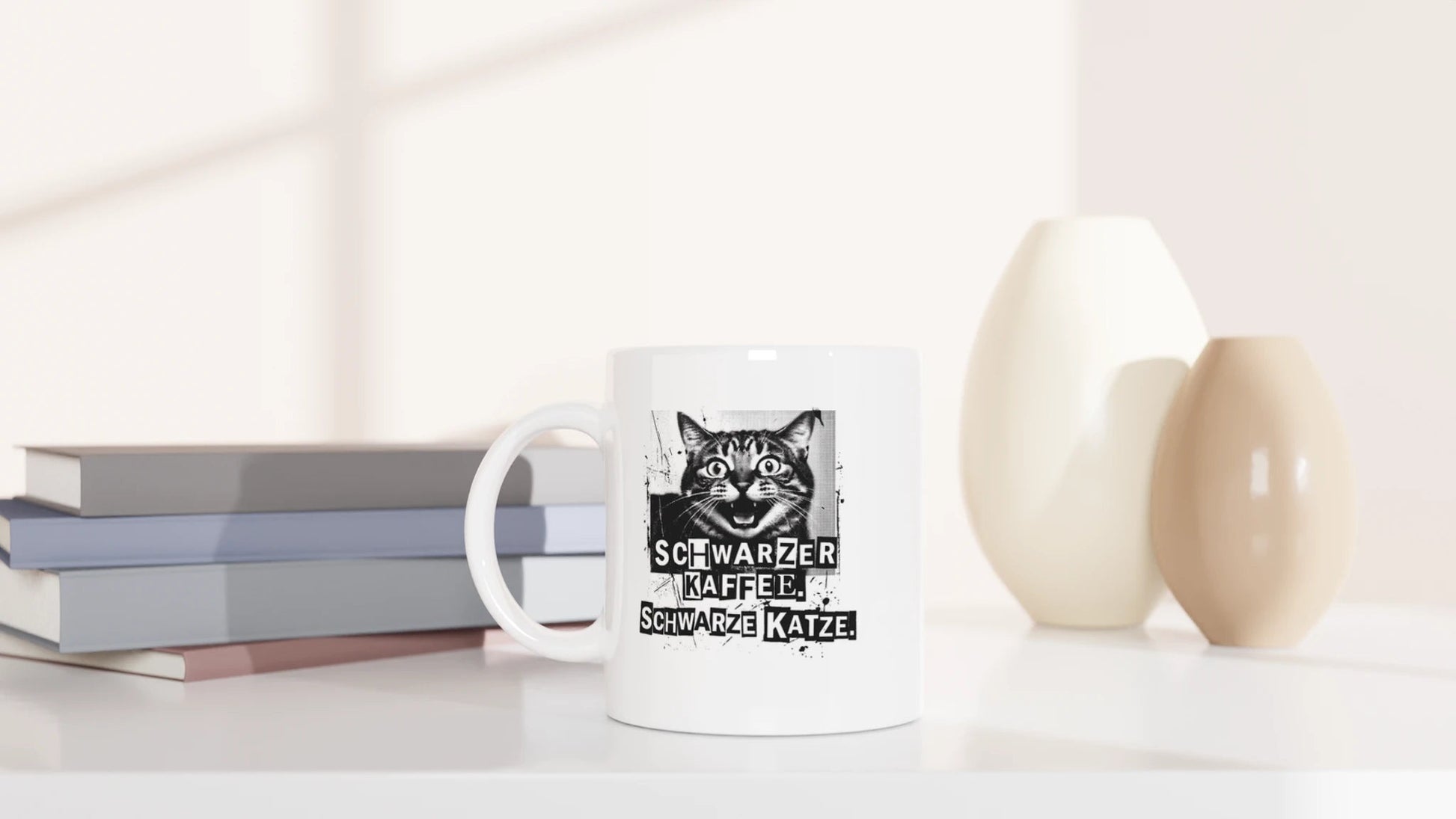 Tasse 325ml - Schwarzer Kaffee - Schwarze Katze - Katze & Kaffee