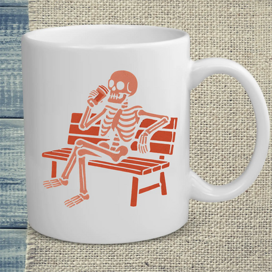 Tasse 325ml - Skelett trinkt Kaffee - Kaffee