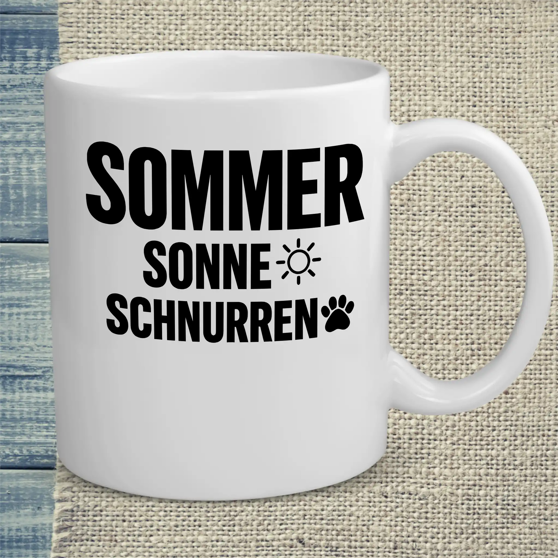 Tasse 325ml - Sommer, Sonne, schnurren - Katze, Sommer