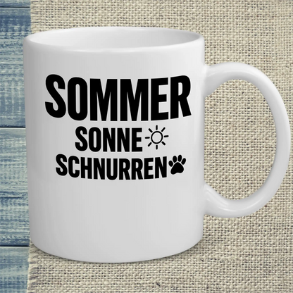 Tasse 325ml - Sommer, Sonne, schnurren - Katze, Sommer