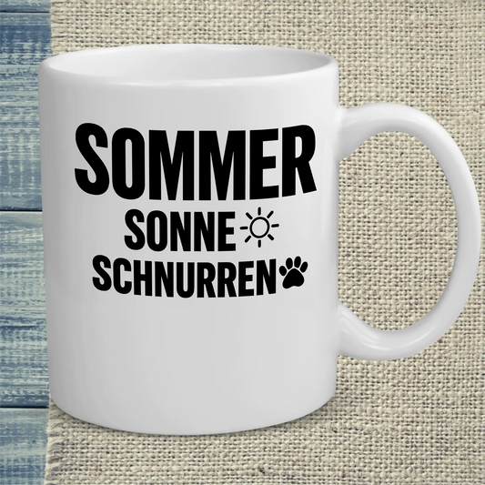 Tasse 325ml - Sommer, Sonne, schnurren - Katze, Sommer