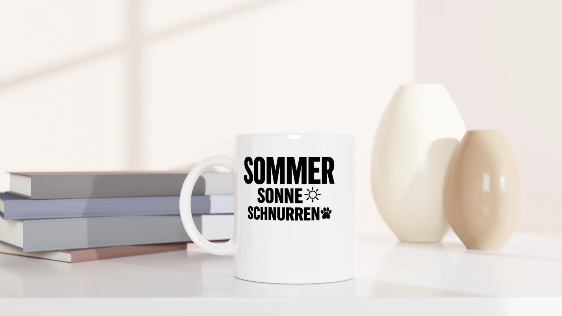 Tasse 325ml - Sommer, Sonne, schnurren - Katze, Sommer
