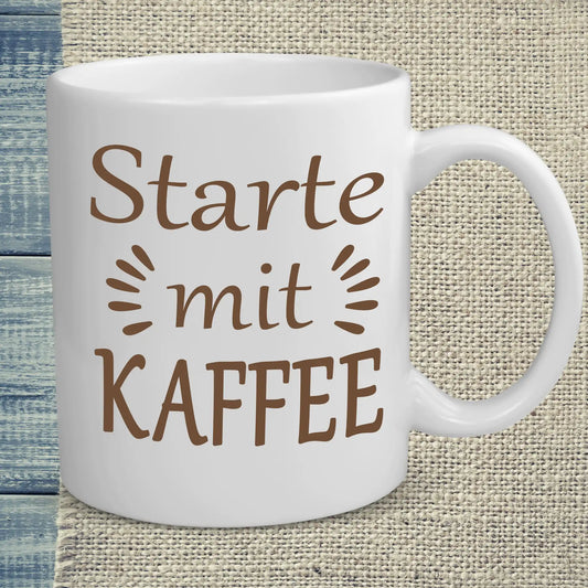 Tasse 325ml - Starte mit Kaffee - Kaffee
