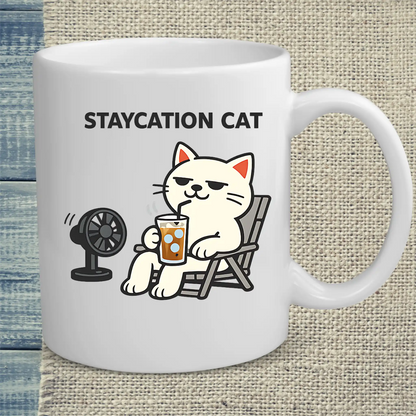 Tasse 325ml - STAYCATION CAT - Katze & Kaffee, Sommer