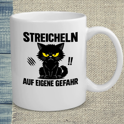 Tasse 325ml - Streicheln auf eigene Gefahr - Katze