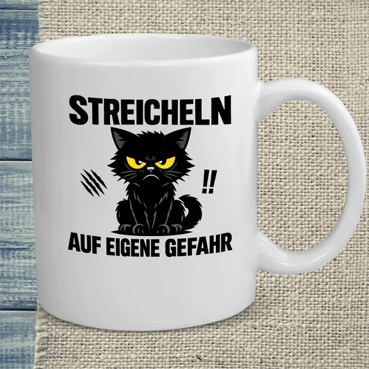 Tasse 325ml - Streicheln auf eigene Gefahr - Katze
