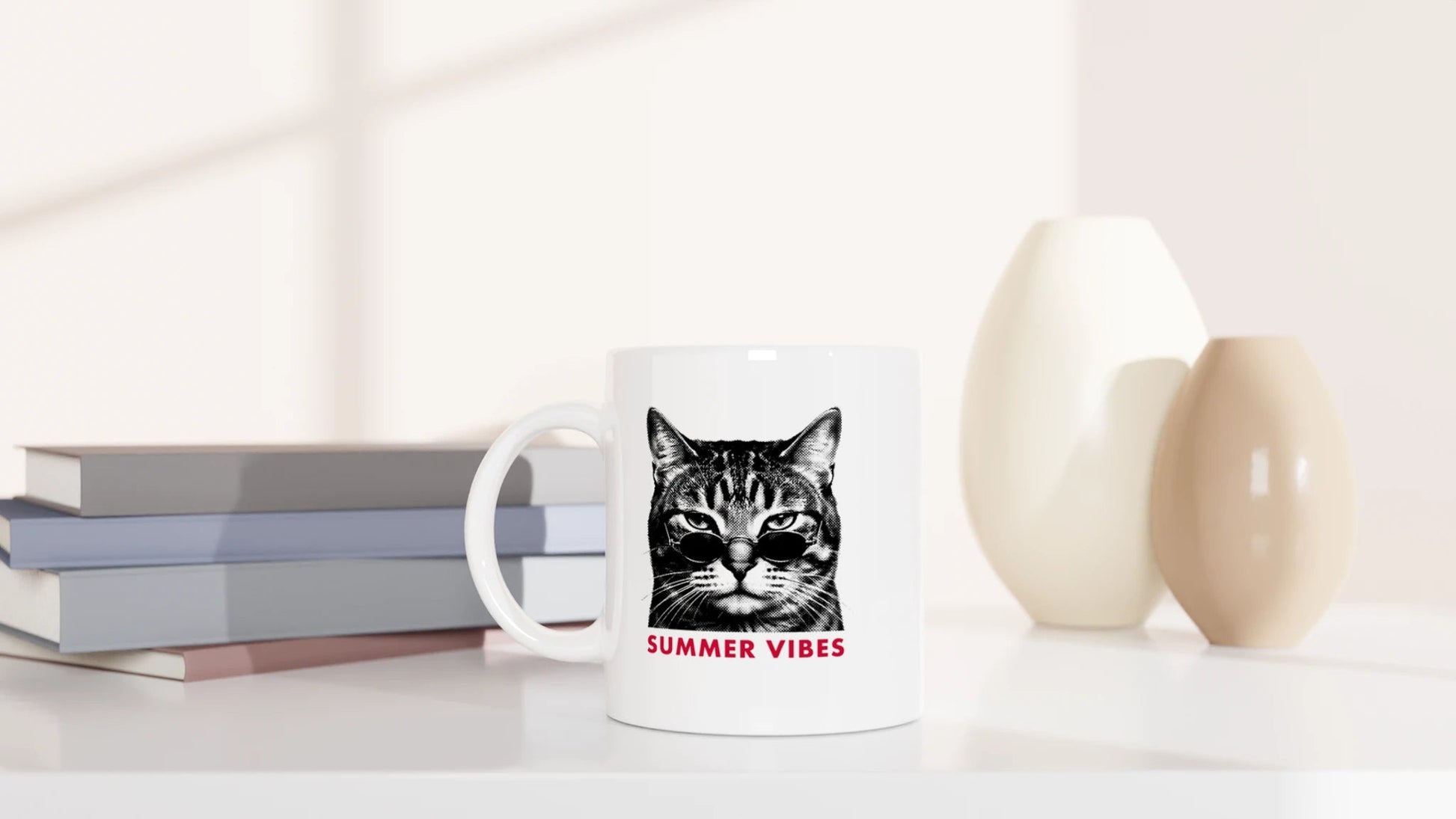 Tasse 325ml - Summer Vibes Streetwear - Katze, Sommer