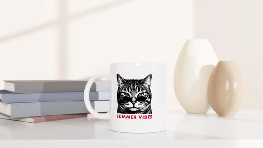Tasse 325ml - Summer Vibes Streetwear - Katze, Sommer