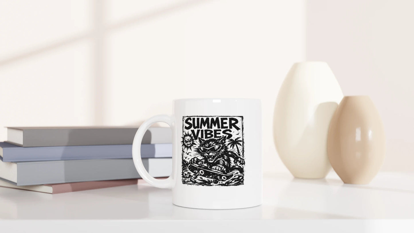 Tasse 325ml - Summer Vibes - Katze, Sommer, Cat Guy