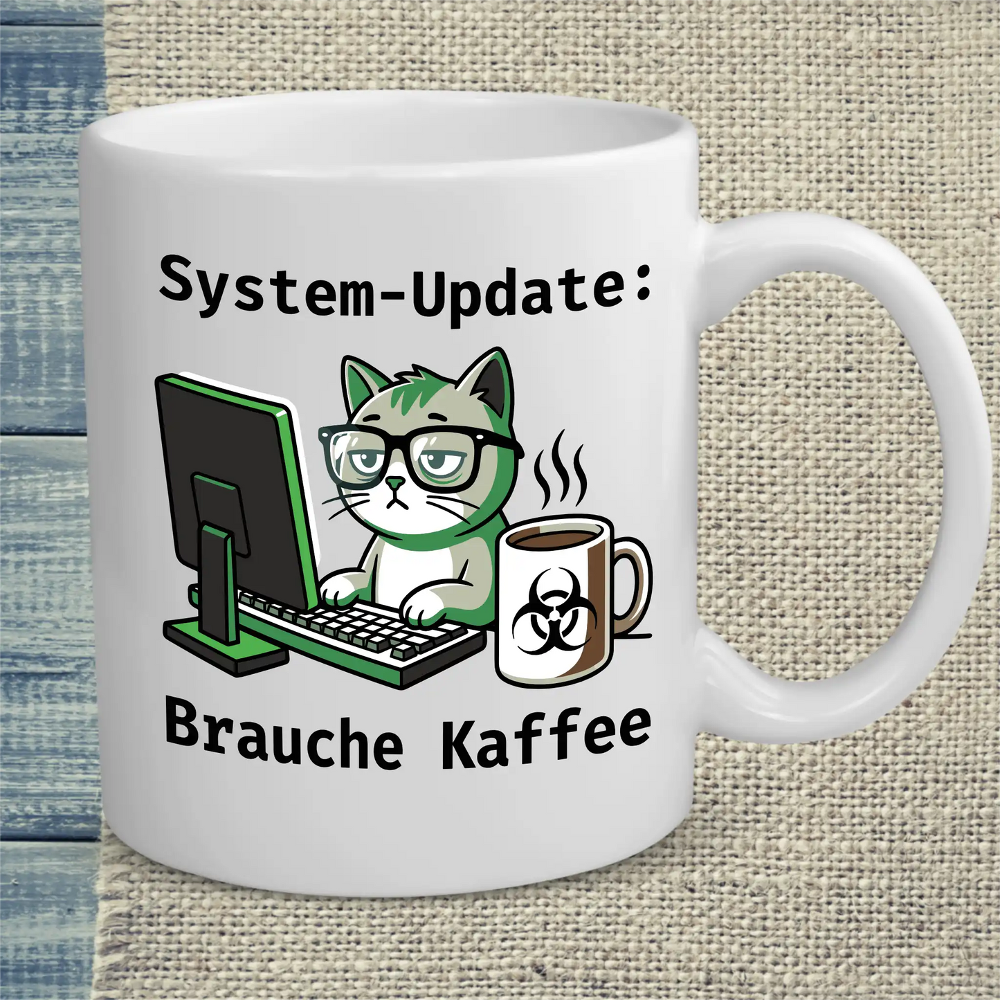 Tasse 325ml - System-Update - Katze & Kaffee, Cat Guy