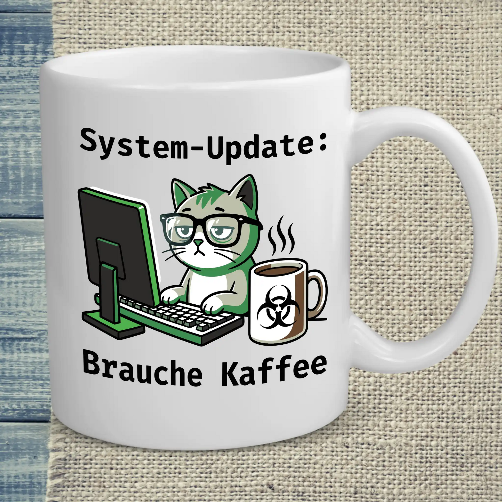 Tasse 325ml - System-Update - Katze & Kaffee, Cat Guy