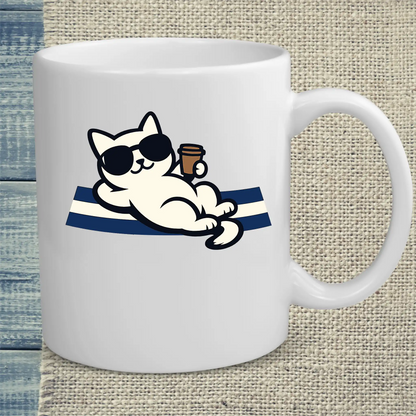 Tasse 325ml - Tag am Meer - Katze, Sommer