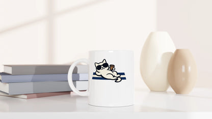 Tasse 325ml - Tag am Meer - Katze, Sommer