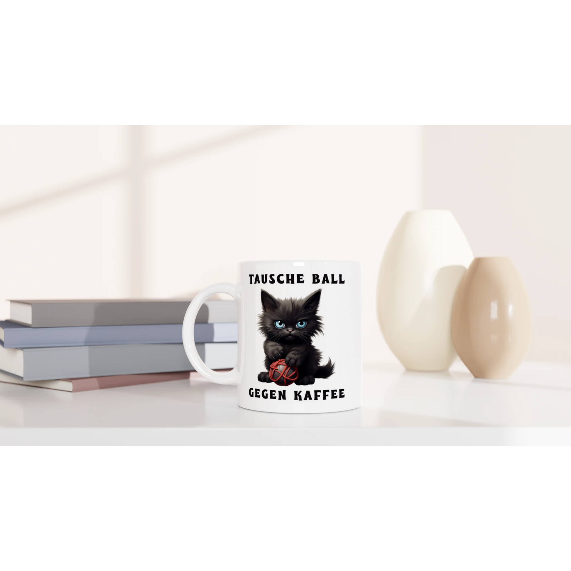 Tasse 325ml - Tausche Ball gegen Kaffee - Katze & Kaffee