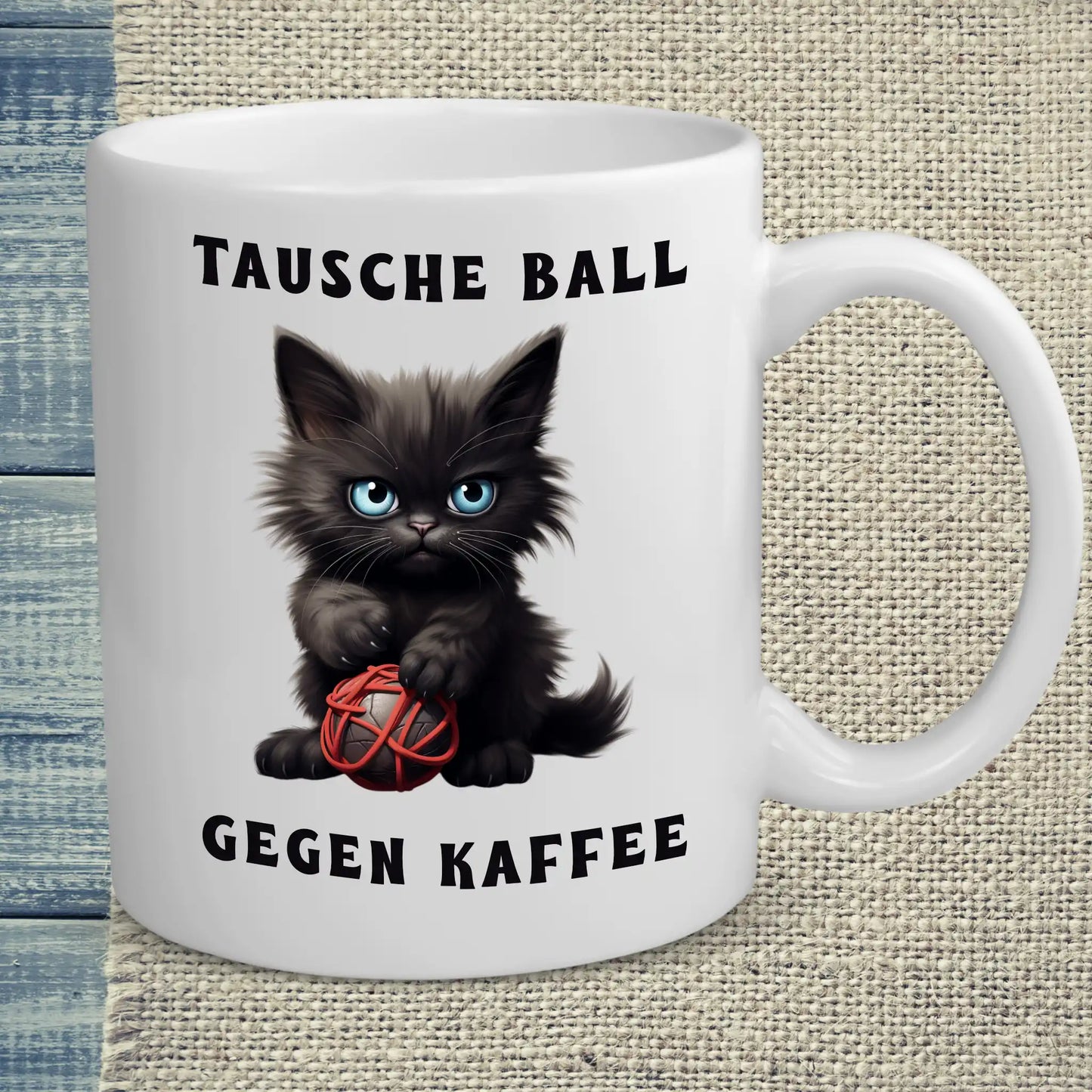 Tasse 325ml - Tausche Ball gegen Kaffee - Katze & Kaffee